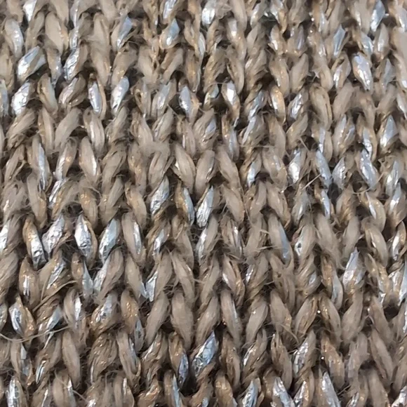 Vince Linen Blend Tan And Silver Metallic Crew Neck Sweater Relaxed Fit Small - Picture 7 of 9